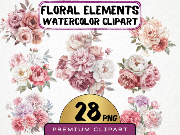Download Pink Floral Elements Clipart - Floral elements Collection