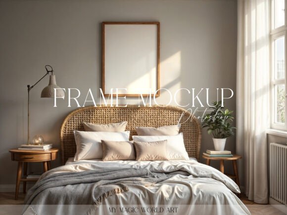 Download Mockup Boho Frame on the Wall Bedroom - Boho frame Collection