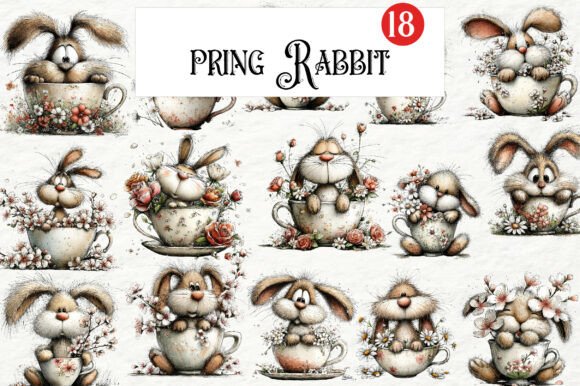 Download Watercolor Spring Rabbit Clipart - Premium Bundle