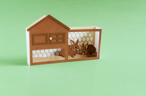 Download Spring Bunny Rabbit Hutch Pop Up Box Card - Premium Resources