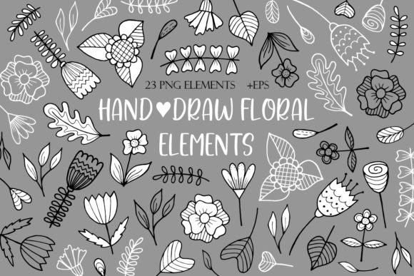 Download Hand-draw Floral Elements Doodle Flowers - Floral elements Collection