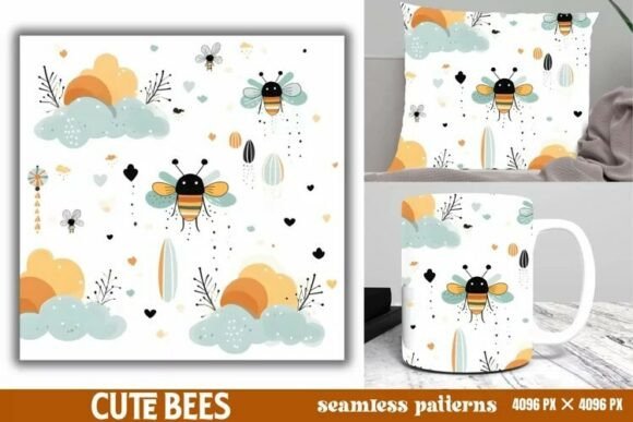 Download Cute Bees Digital Papers Pattern - Premium Resources