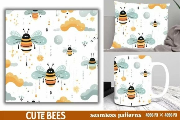 Download Cute Bees Digital Papers Pattern - Premium Resources