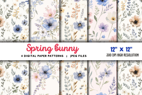 Download Spring Bunny Digital Paper Pattern 1 - Premium Bundle