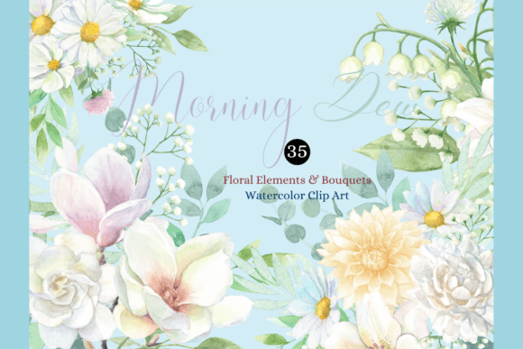 Download Watercolor White Floral Elements Clipart - Floral elements Collection