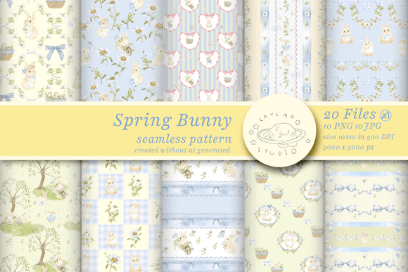 Download Watercolor Spring Bunny Seamless Pattern - Premium Resources